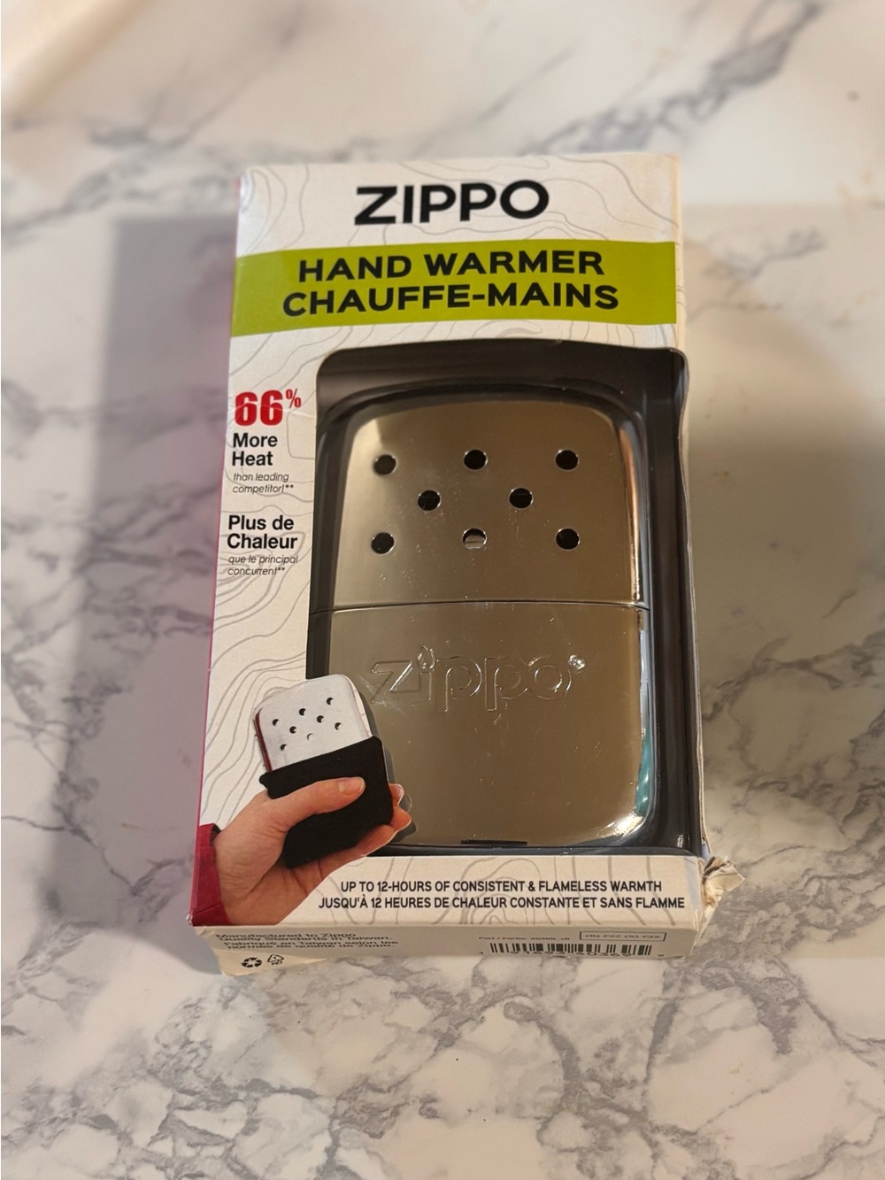 Zippo Silver Rechargeable Hand Warmer - Portable Flameless Heat